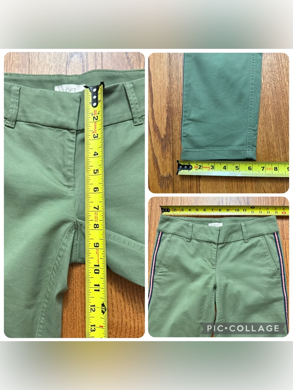 LOFT Modern Chino Crop pants in Olive Green with Side Stripes size 0 - Picture 11 of 12